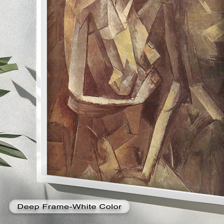 Sepia Kubistische Figur Wandkunst – Abstraktes Ölgemälde