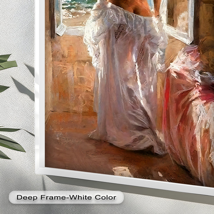 Whispers of the Sea – Romantic Woman by the Ocean Nude Oil Painting
