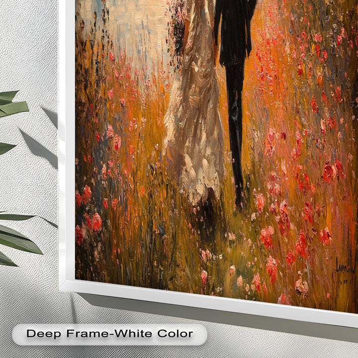 A Walk to Remember – Impressionist Couple in Blooming Field Oil Painting