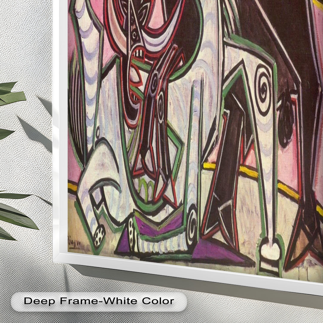 Abstract Bullfight Scene Wall Decor – Cubist Oil Painting