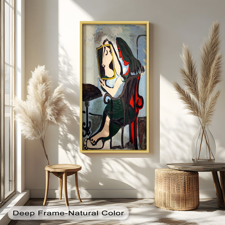 Woman with Mirror – Abstract Reflection Picasso Oil Painting