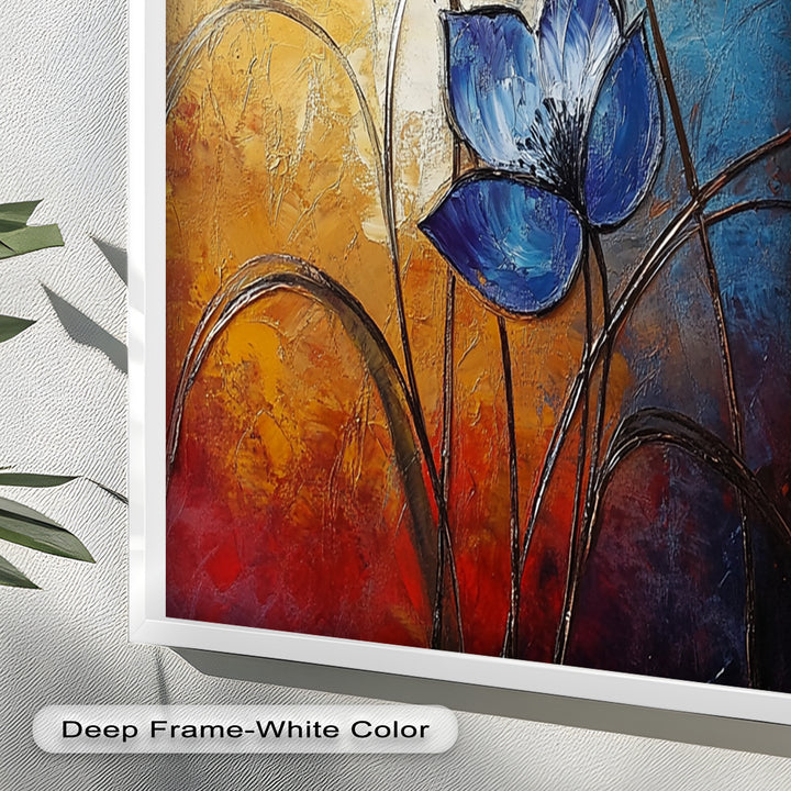Eternal Bloom – Red, Yellow, and Blue Floral Oil Painting