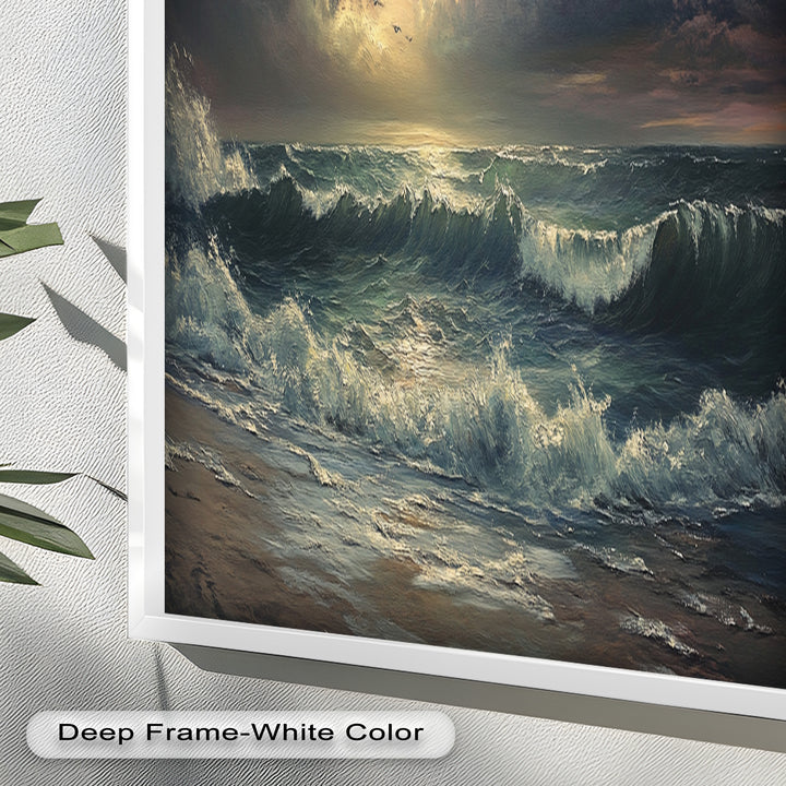 Ocean Sunset Wall Art - Storm Seascape Oil Painting