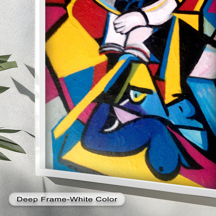 Cubist Woman with Cat Wall Art – Abstract Oil Painting