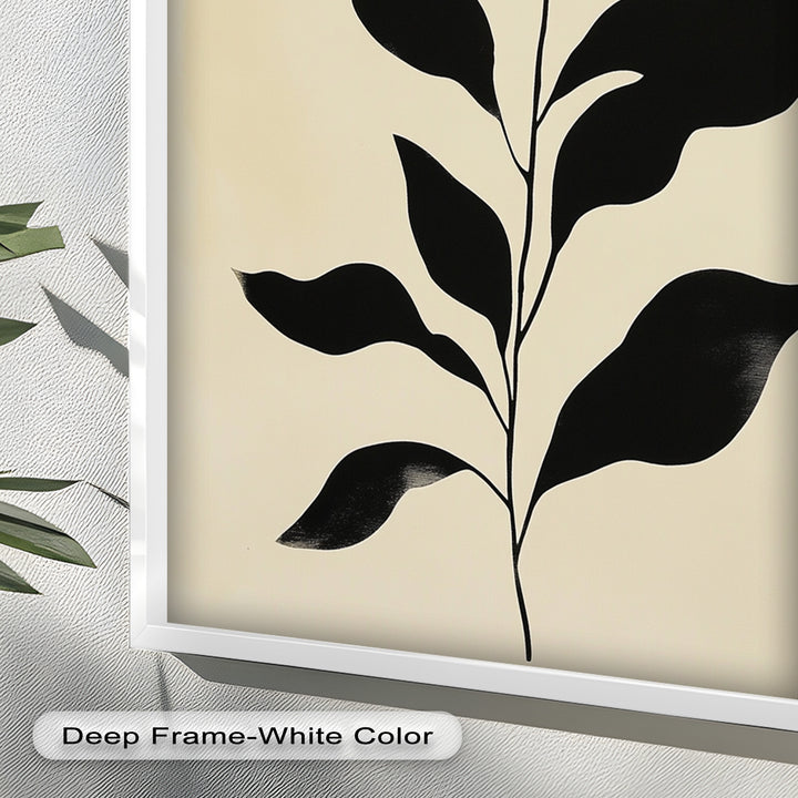 Black Botanical Minimalism – Monochrome Oil Painting