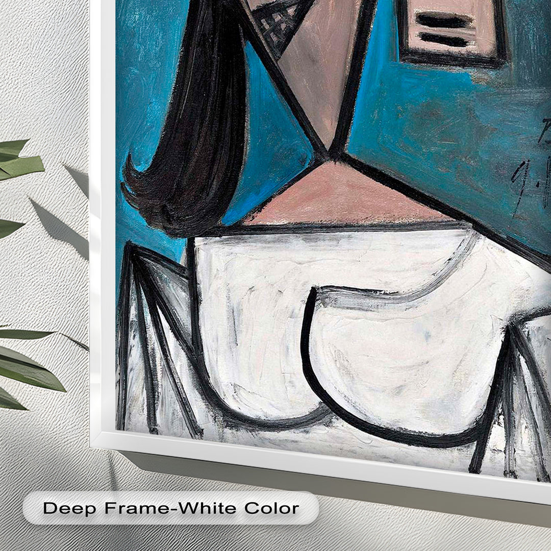 Angular Expression – Cubist Woman in White Dress Picasso Oil Painting