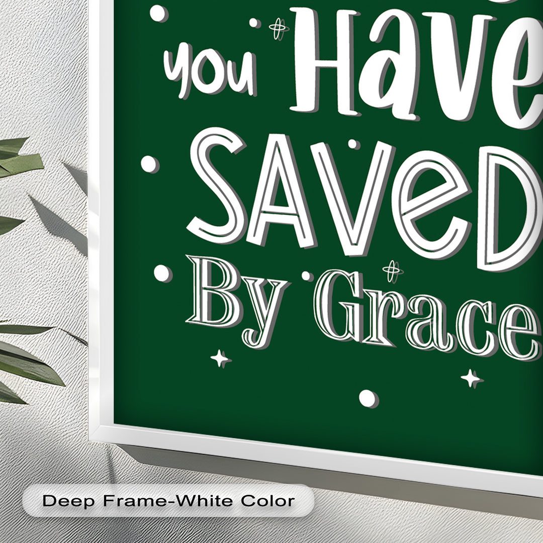 Saved by Grace – Christian Bible Verse Oil Painting