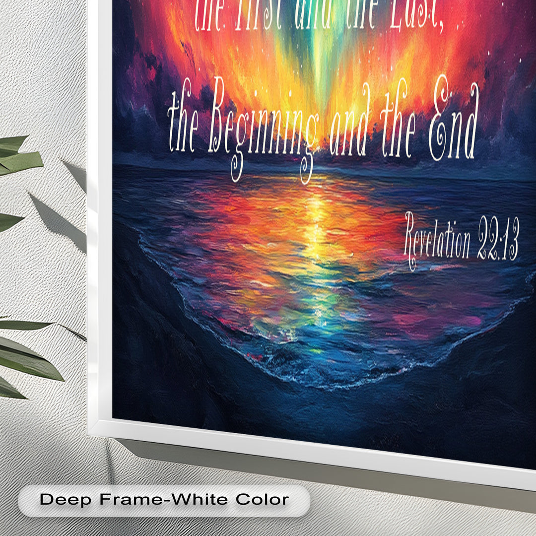 Revelation 22:13 – Alpha & Omega Bible Verse Oil Painting