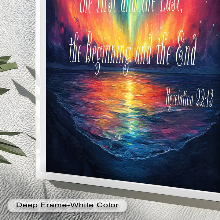 Revelation 22:13 – Alpha & Omega Bible Verse Oil Painting
