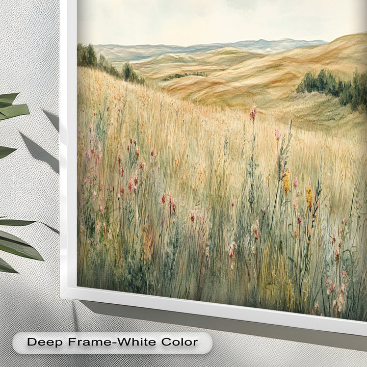 Soft Meadow Landscape Wall Art – Floral Oil Painting