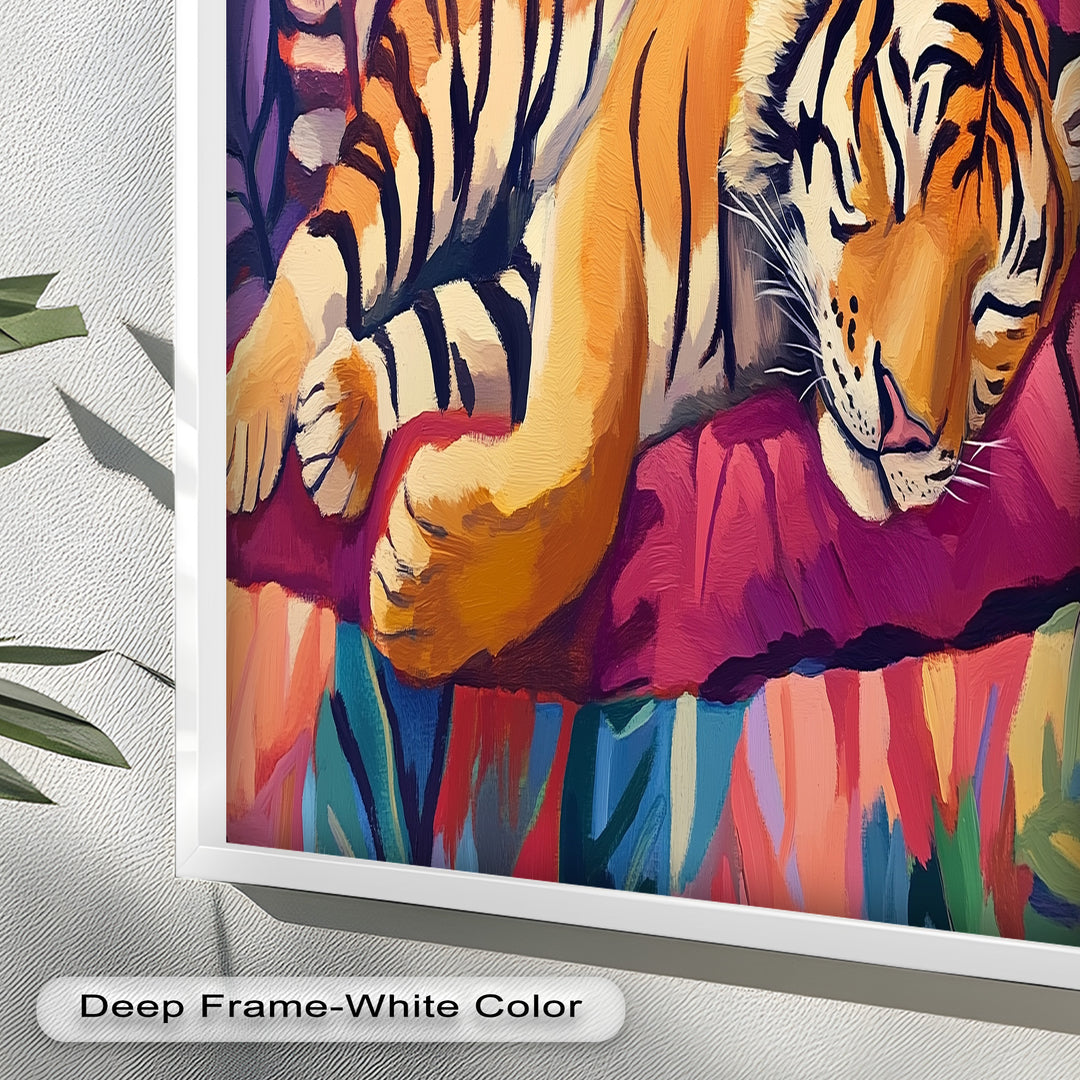 Resting Tiger Oil Painting – Fauvist Jungle Art
