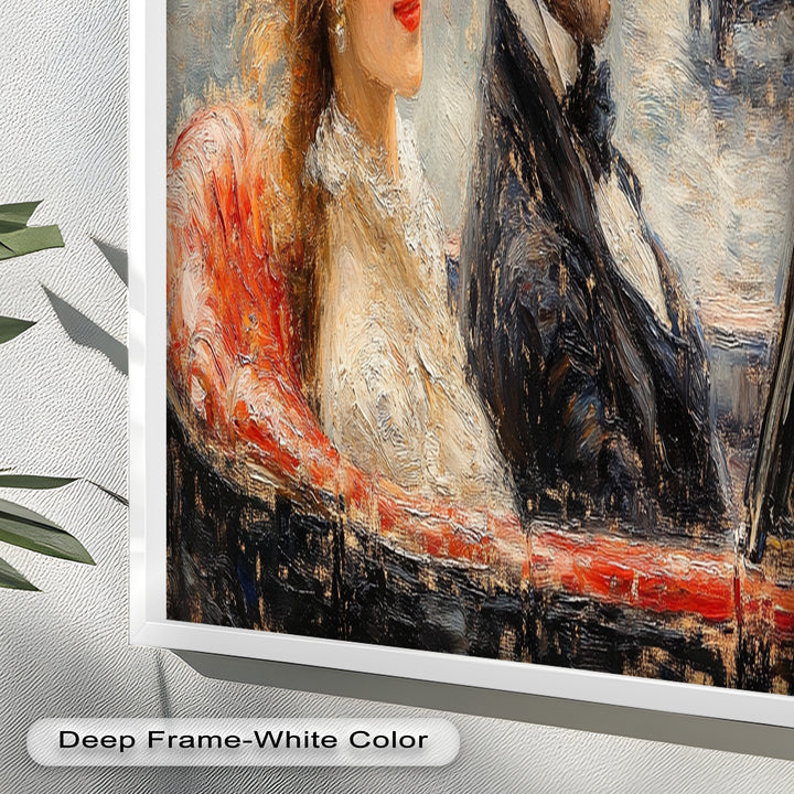 Charming Couple in a Vintage Car – Impressionist Oil Painting