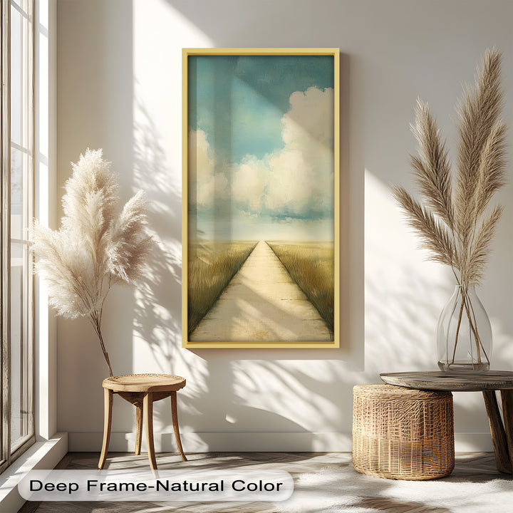 Minimal Nature Wall Art – Road Landscape Oil Painting