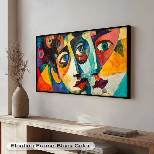Organic forms define the figures within this fragmented reflections abstract oil painting, showcased as striking oil painting art prints.