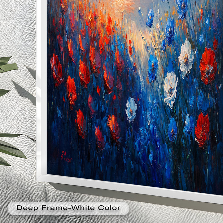 Wildflower Sunset Symphony – Colorful Horizon Flower Oil Painting