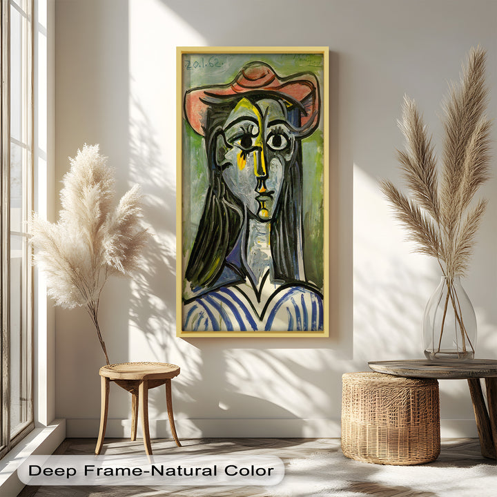 Woman in Rose Hat – Expressive Cubist Portrait Picasso Oil Painting