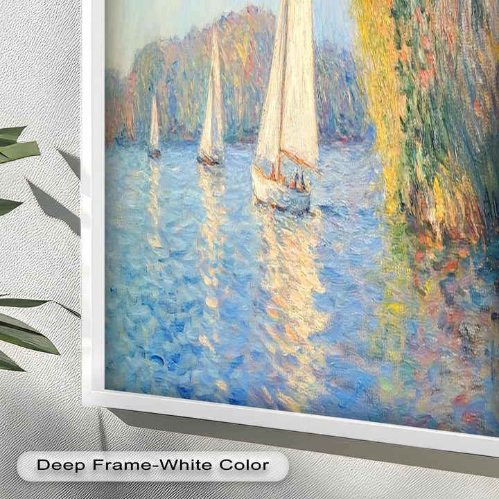 Tranquil Sails at Sunset – Impressionist Boat Scene Oil Painting