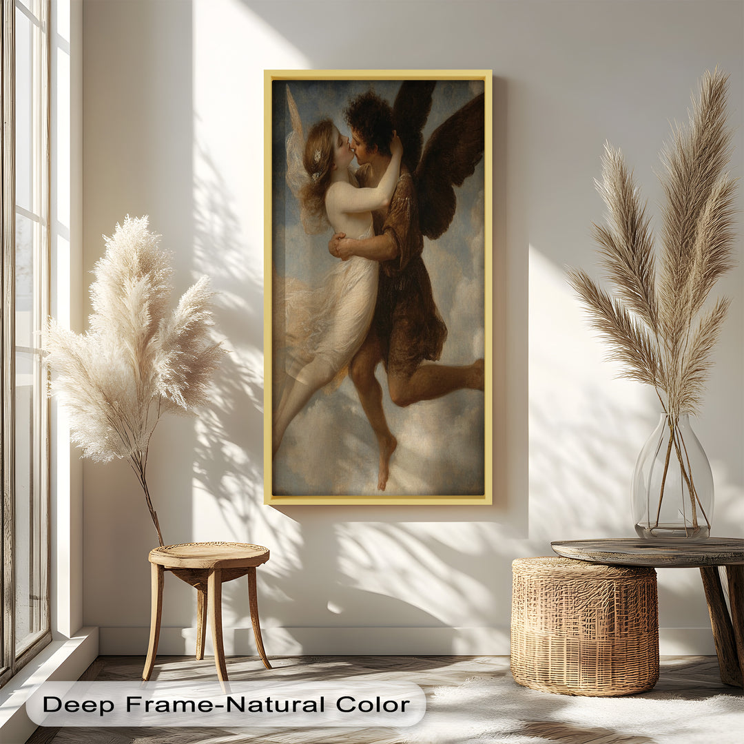 Celestial Embrace – Mythical Angelic Lovers Oil Painting