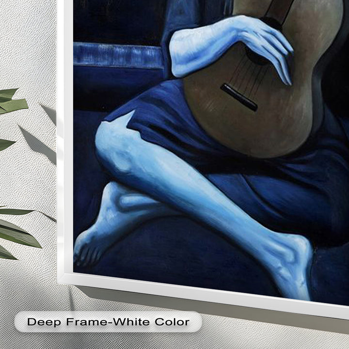 Melancholy Strings – Blue Period-Inspired Guitarist Oil Painting