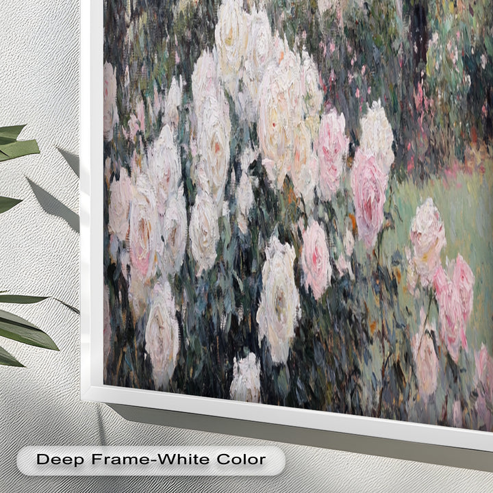 Cottage Garden Roses – Impressionist Floral House Scene Oil Painting