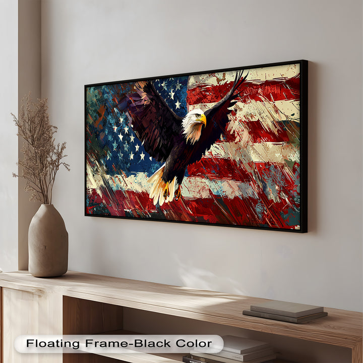 Soaring Freedom – Patriotic Eagle Oil Painting