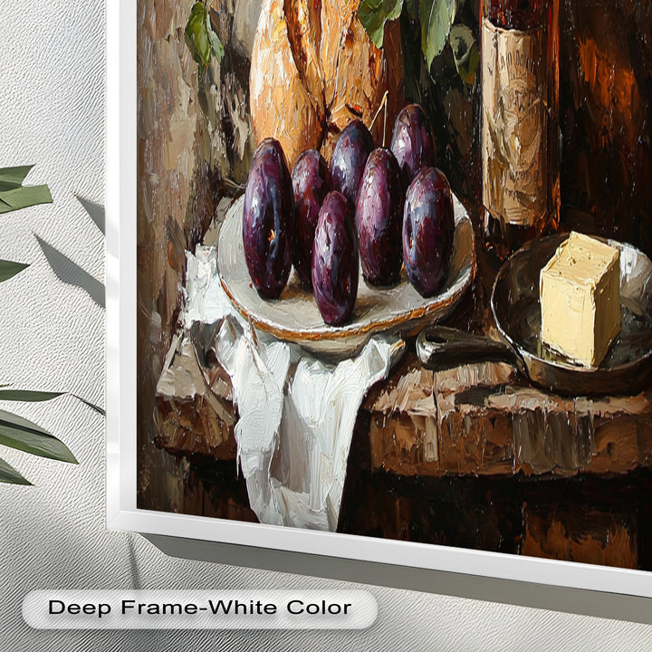Farmhouse Kitchen Plum & Bread – Still Life Oil Painting