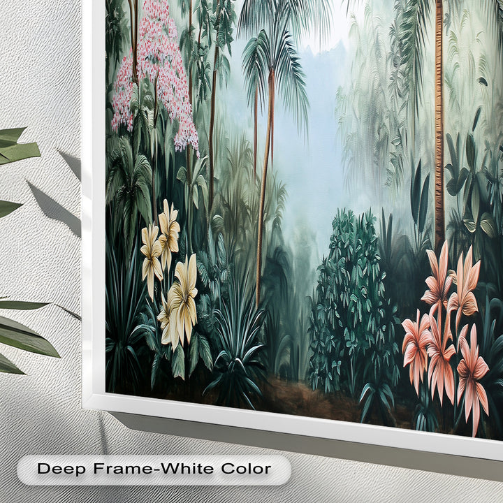 Floral Tropics Oasis – Palm Tree Oil Painting
