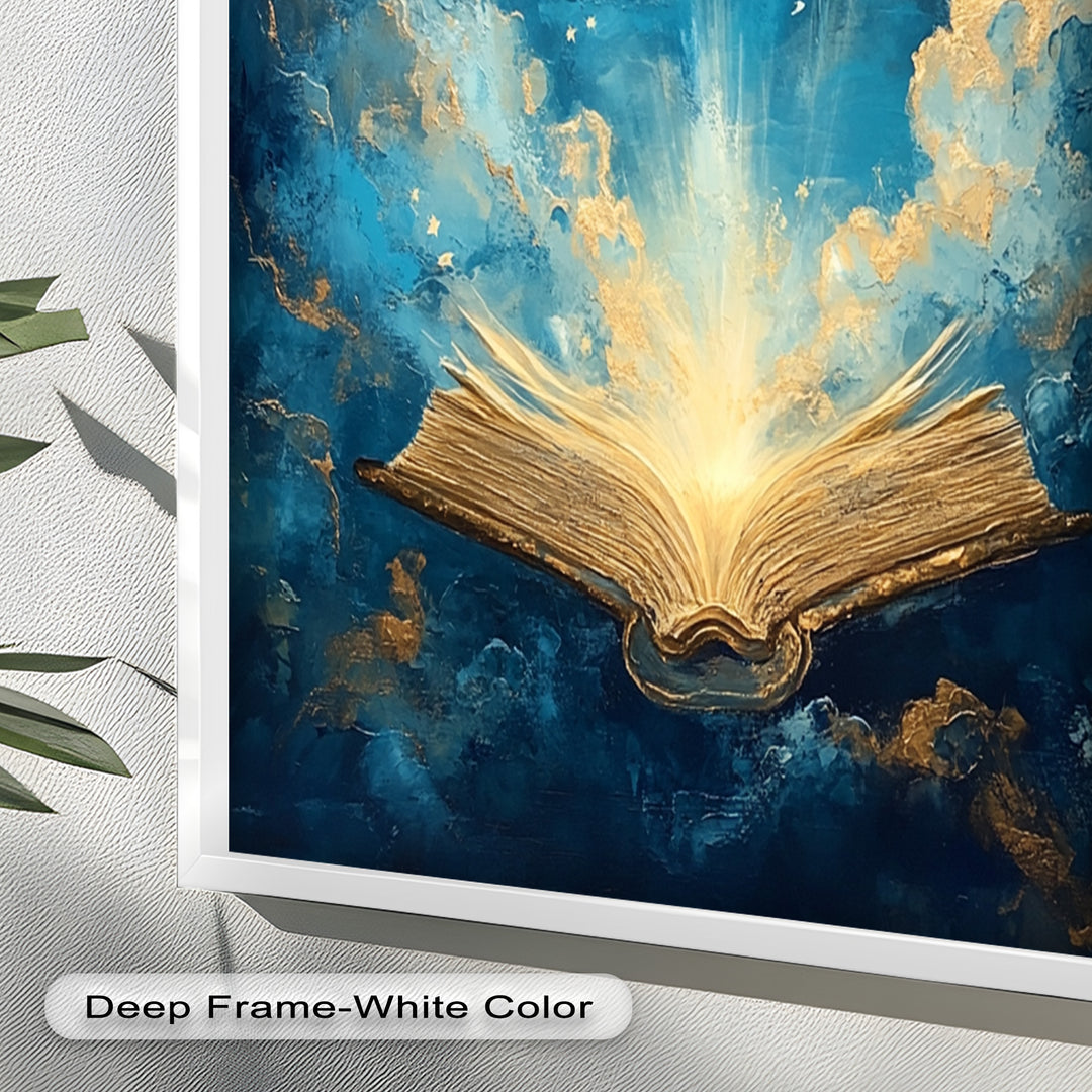 Illuminated Bible with Dove - Christian Oil Painting