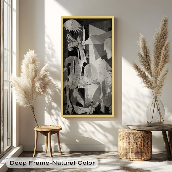 Echoes of War – Black & White Cubist Masterpiece Oil Painting