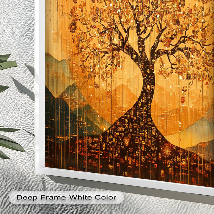 Tree of Light – Radiant Abstract Golden Tree Oil Painting
