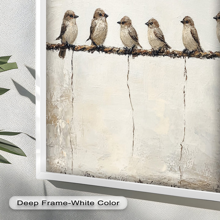 Six Birds in Stillness – Animal Oil Painting