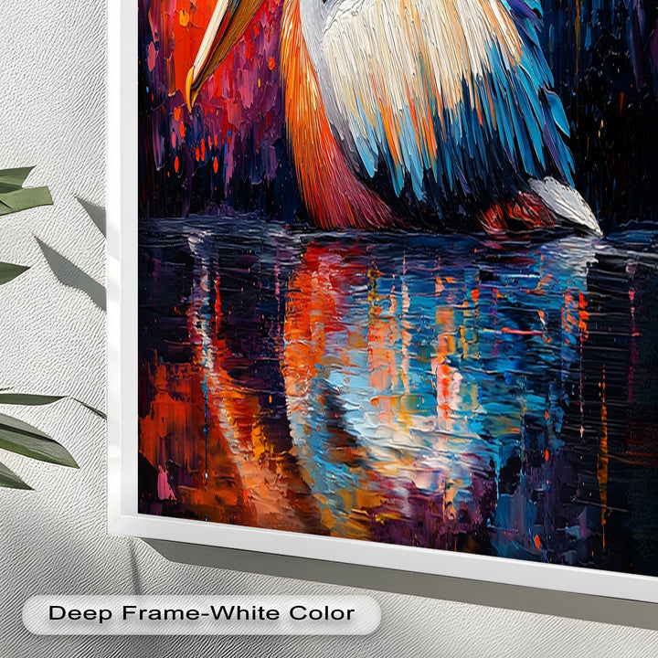 Sunset Pelican on Water – Animal Oil Painting