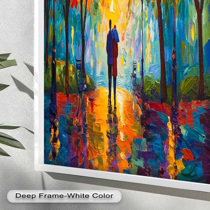 Autumn Radiance – Lovers Under the Colorful Canopy Love Oil Painting