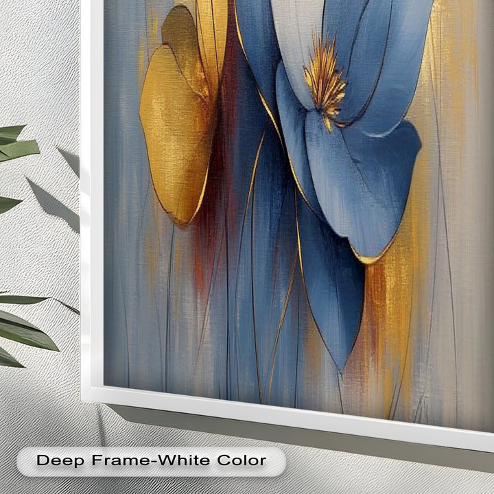 Blaue Magnolien-Wandkunst – Blumen-Ölgemälde