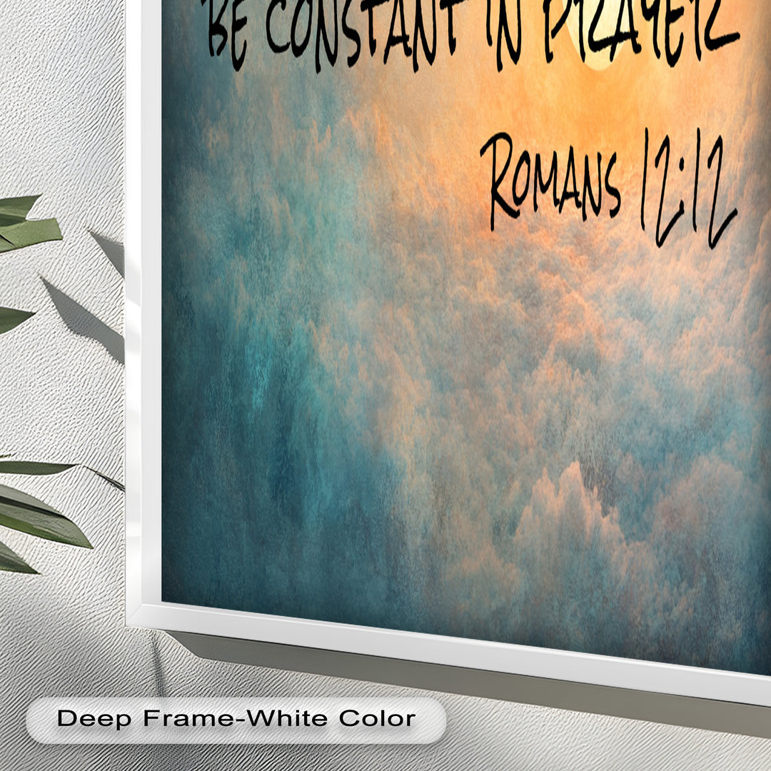 Romans 12:12 – Hope, Patience, and Prayer Bible Verse Oil Painting