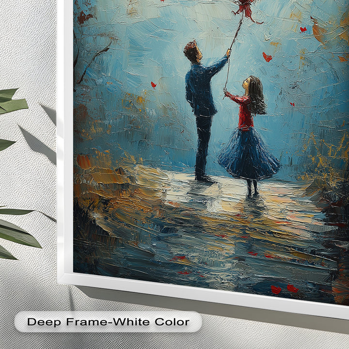Romantic Red Heart Balloon Scene - Love Oil Painting
