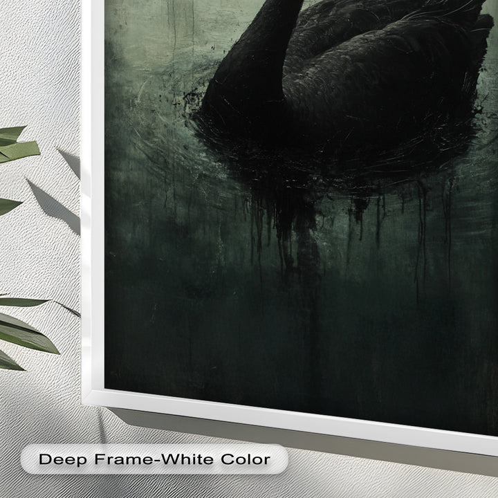 Solitary Grace – Moody Black Swan Oil Painting