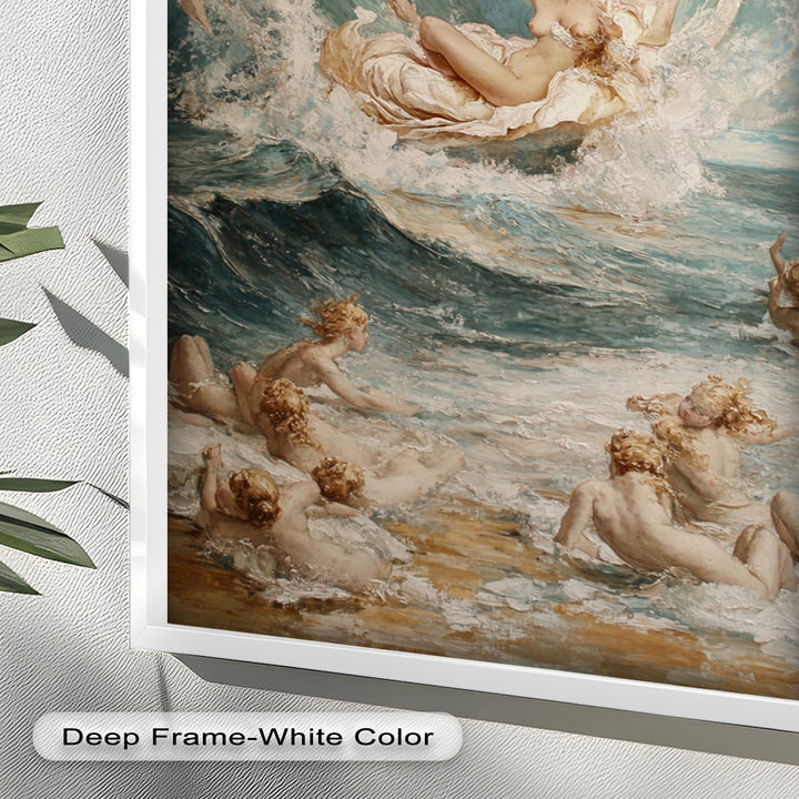 Birth of the Wave – Mythological Goddess and Cherubs Oil Painting