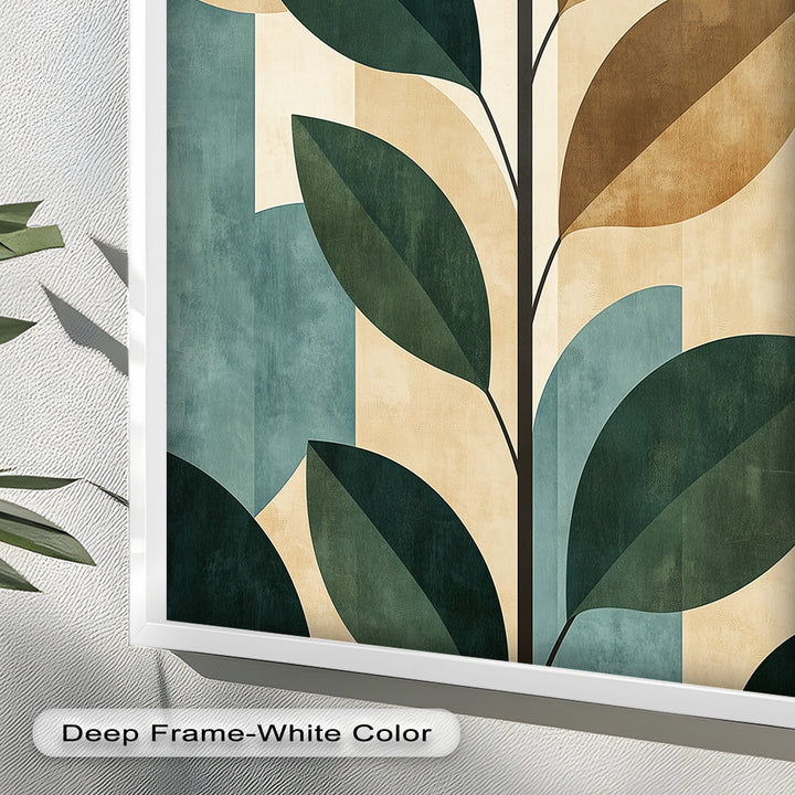 Geometric Botanical – Mid-Century Modern Leaf Oil Painting
