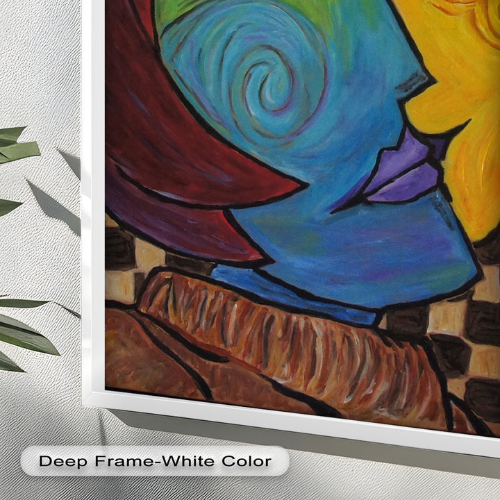 Dual Emotions – Vibrant Abstract Portrait Picasso Oil Painting