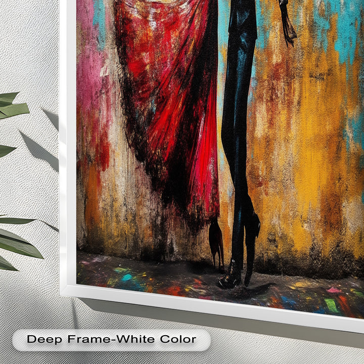 Whirl of Passion – Dancing Lovers in Red Love Oil Painting