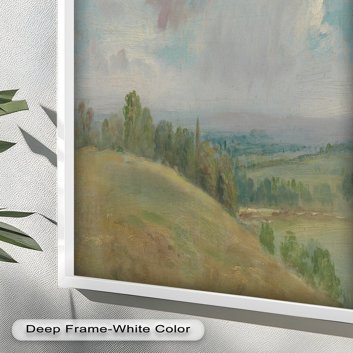 Vintage Landscape Framed Art – Rolling Hills Oil Painting