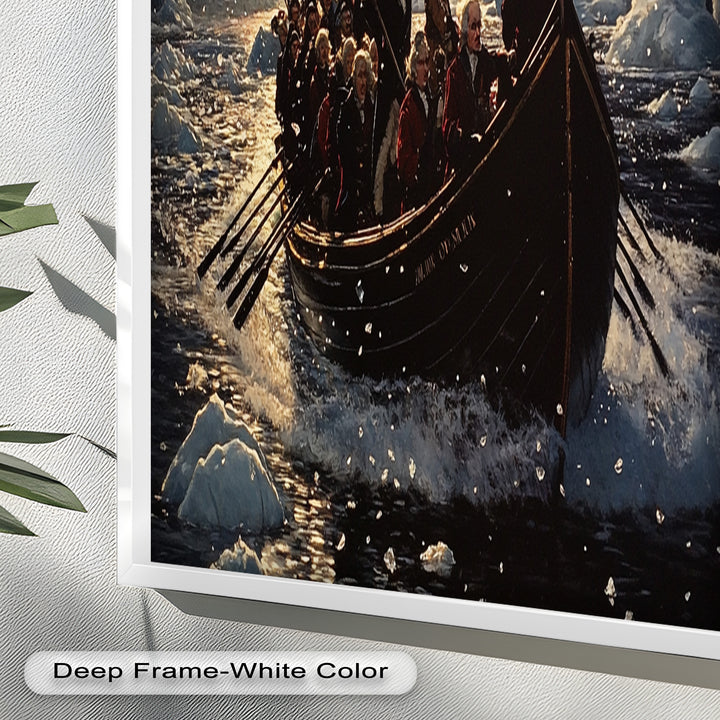 Crossing the Ice – Patriotic Revolutionary Boat Oil Painting