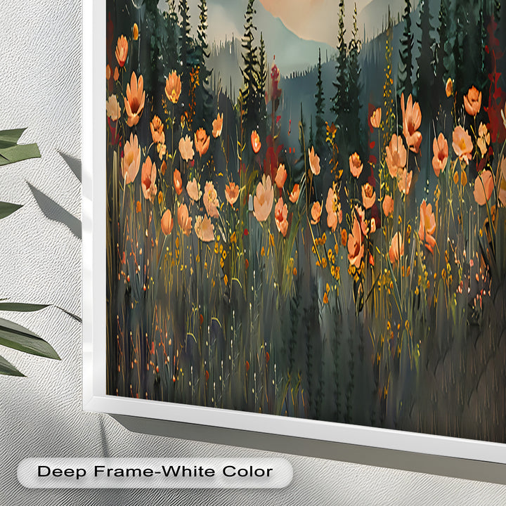 Sunset Floral Forest - Landscape Framed Oil Painting