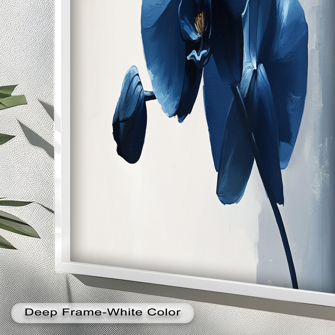 Blue Orchid Wall Art – Modern Floral Oil Painting