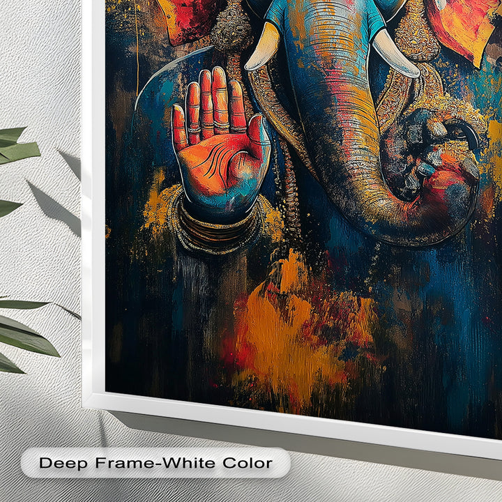Ganesha Segen Wandkunst – Religiöses Ölgemälde