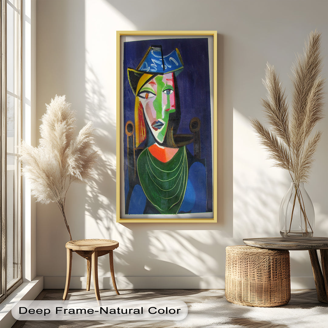 Jade and Indigo Muse – Abstract Woman Picasso Oil Painting