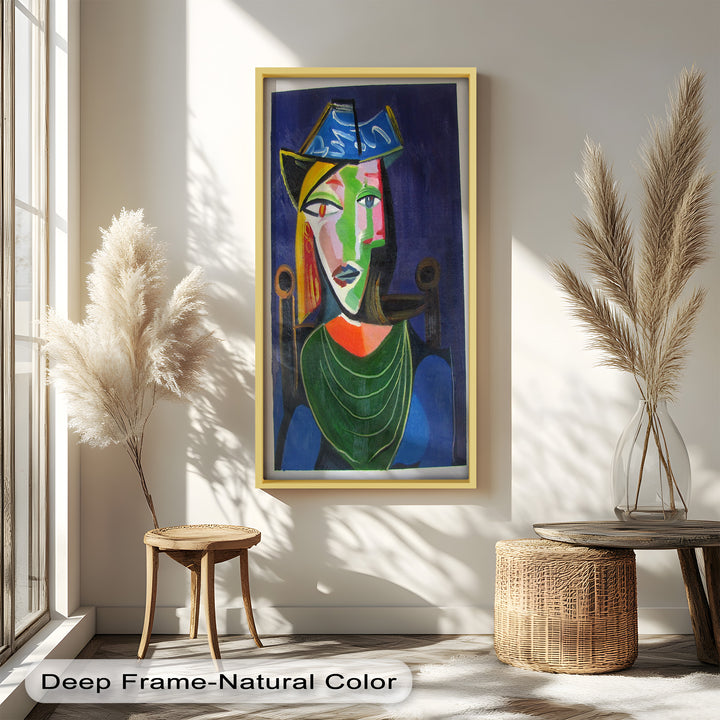 Jade and Indigo Muse – Abstract Woman Picasso Oil Painting