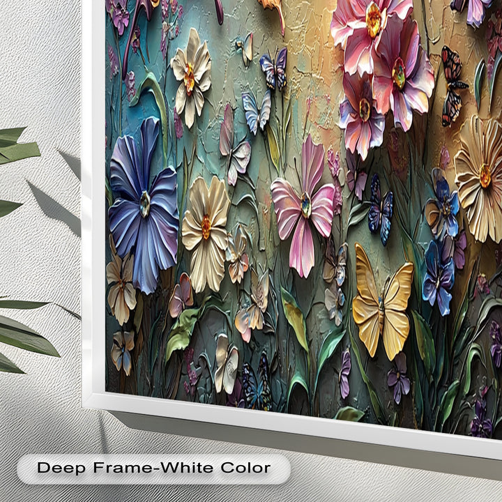 Butterflies Abstract Floral – Colorful Nature-Themed Oil Painting