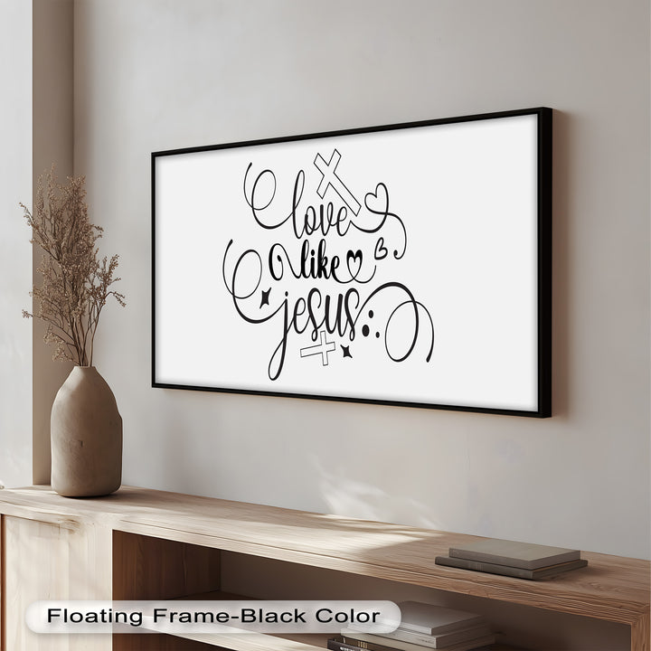 Faith-Filled Oil Painting – Whimsical “Love Like Jesus” Christian Quote Art